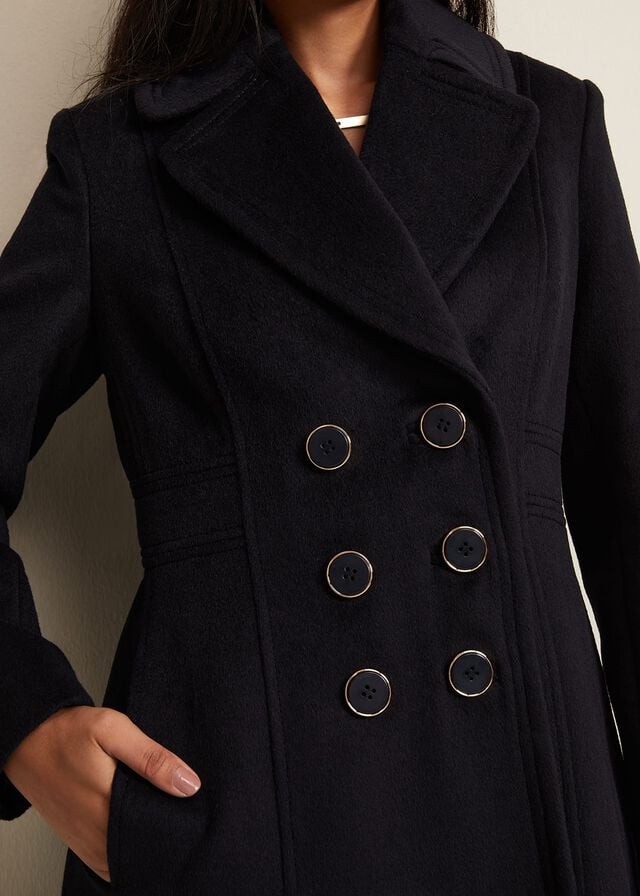 Navy Phase Eight Petite Sandra Wool Fit And Flare Coats | 3149ILYFT