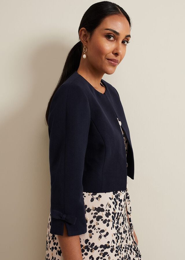 Navy Phase Eight Petite Zoelle Bow Jackets | 4670OFCQN
