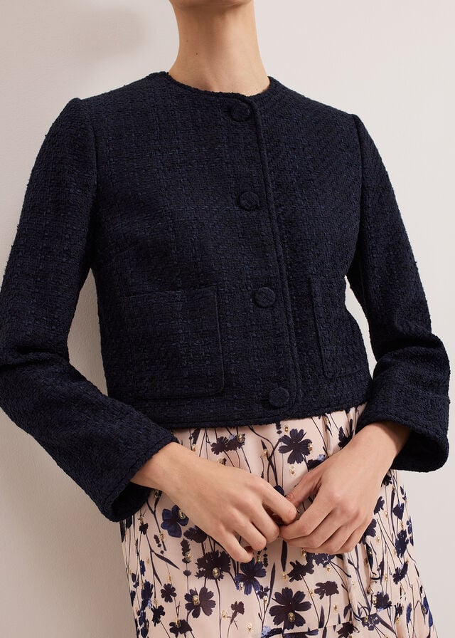 Navy Phase Eight Ripley Boucle Jackets | 5816QRZGB