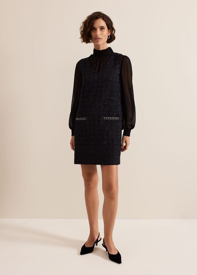 Navy Phase Eight Sabine Tweed Dress | 4615ZTHXF