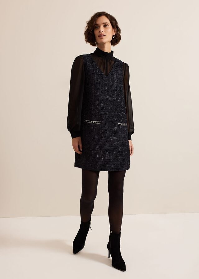 Navy Phase Eight Sabine Tweed Dress | 4615ZTHXF