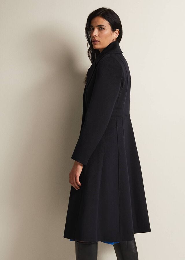 Navy Phase Eight Sandra Wool Long Smart Coats | 6329SBIVF