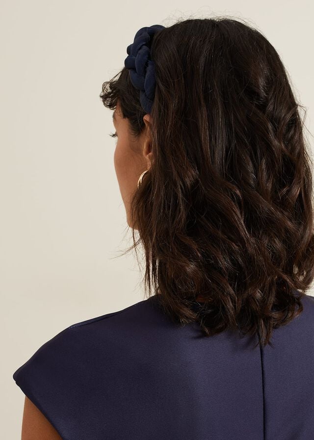 Navy Phase Eight Satin Plaited Hats | 4563NCSQT