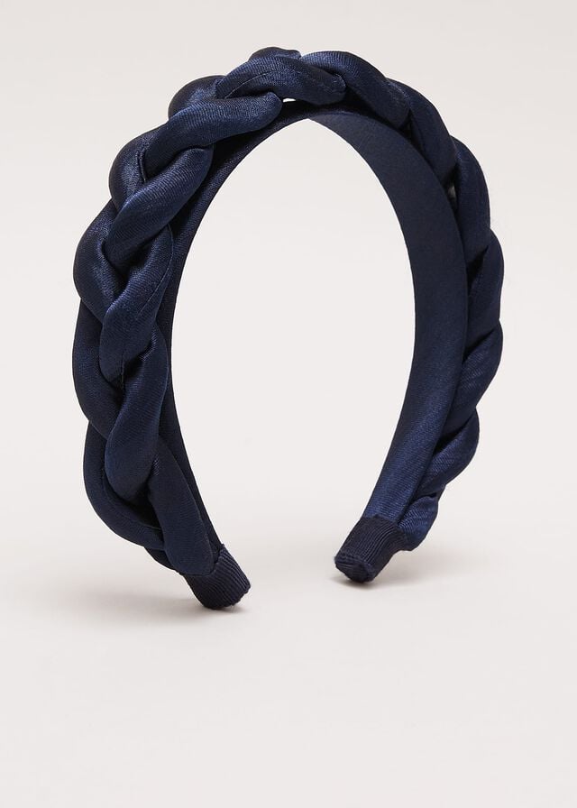 Navy Phase Eight Satin Plaited Hats | 4563NCSQT