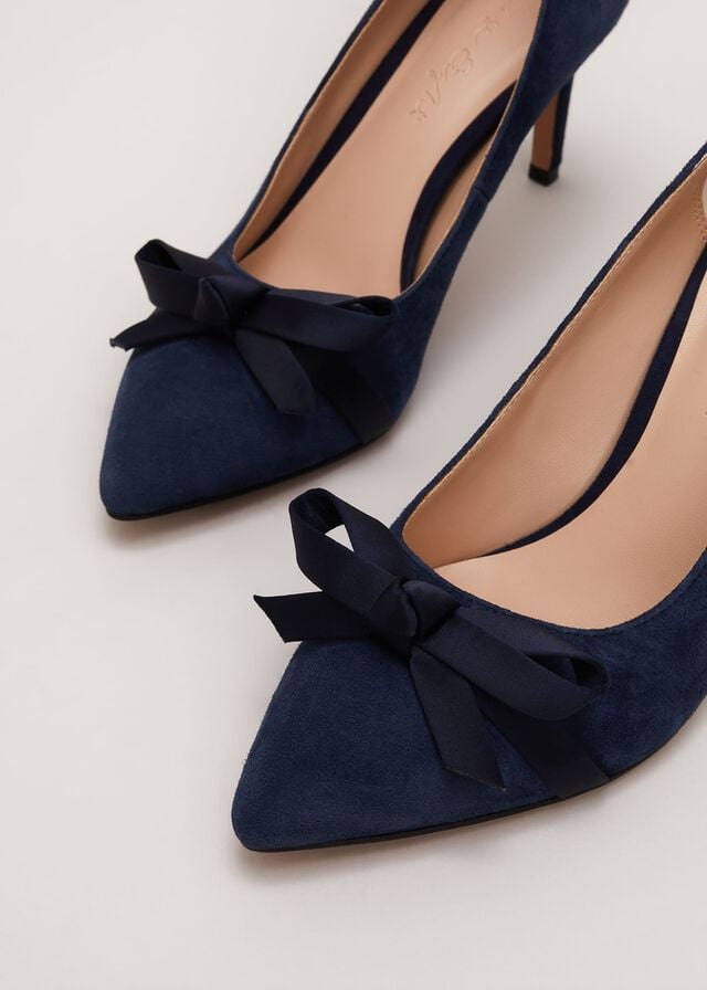 Navy Phase Eight Suede Bow Front Court Heels | 4961RSYFH