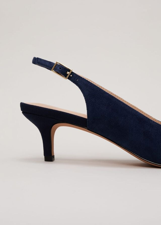 Navy Phase Eight Suede Embellished Kitten Heels | 4120LTRAB