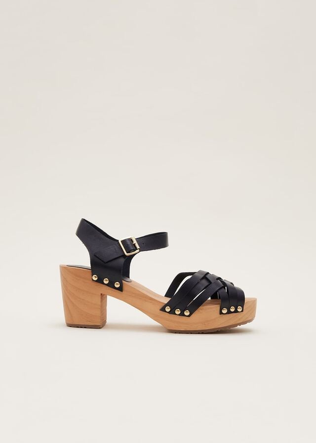 Navy Phase Eight Woven Clog Heels | 6328EVSCX