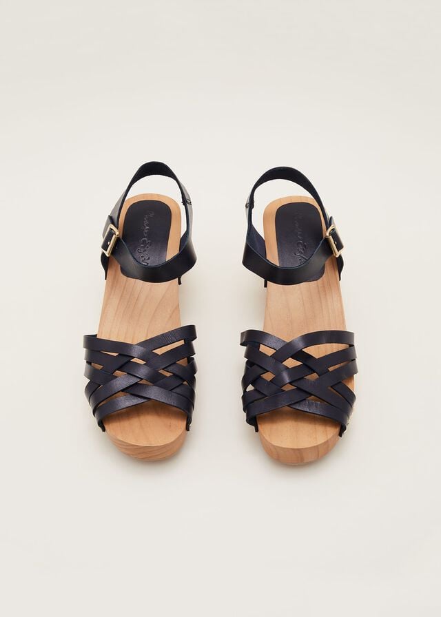 Navy Phase Eight Woven Clog Heels | 6328EVSCX