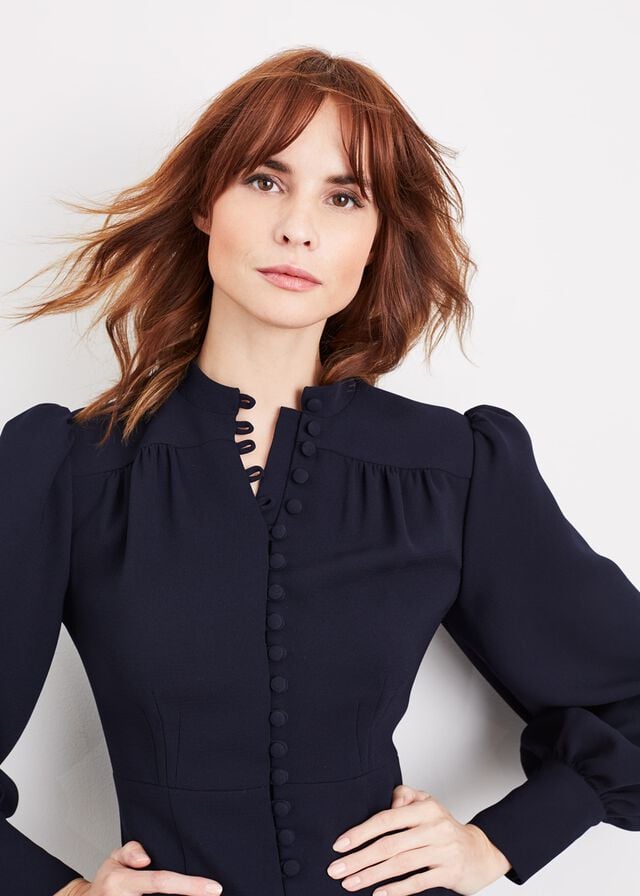 Navy Phase Eight Zeli Button Dress | 3790CWKQI