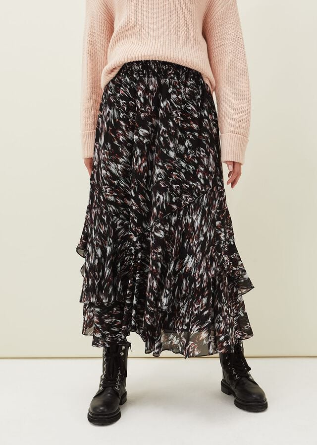 Navy / Multicolor Phase Eight Kayley Abstract Print Skirts | 3029CFEJV