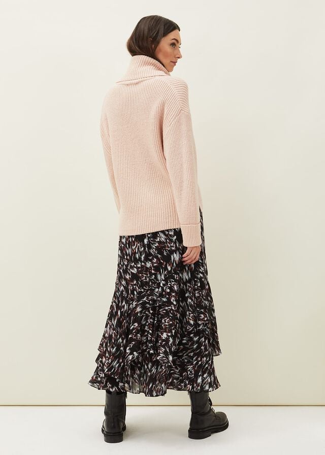 Navy / Multicolor Phase Eight Kayley Abstract Print Skirts | 3029CFEJV