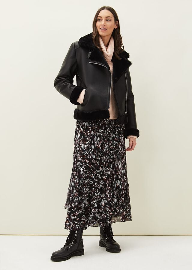 Navy / Multicolor Phase Eight Kayley Abstract Print Skirts | 3029CFEJV