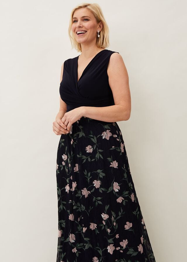 Navy / Multicolor Phase Eight Leigh-Ann Floral Dress | 3892PUJNH