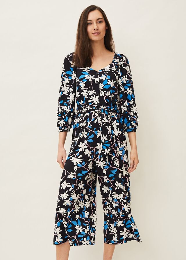 Navy / Multicolor Phase Eight Magnolia Floral Jumpsuit | 3081YTUKO