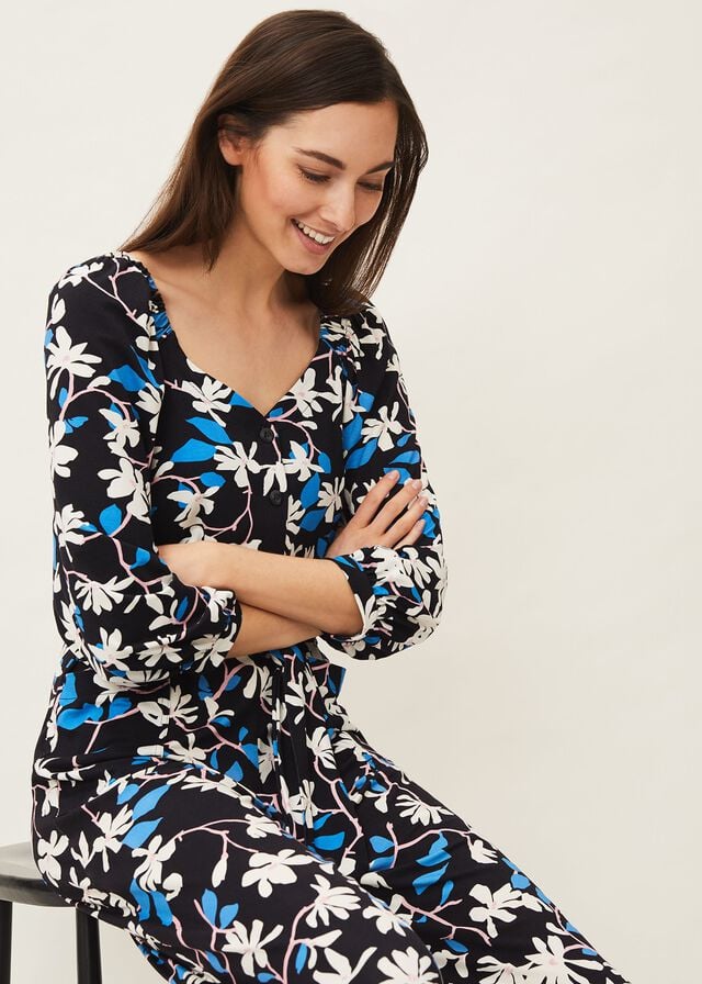 Navy / Multicolor Phase Eight Magnolia Floral Jumpsuit | 3081YTUKO