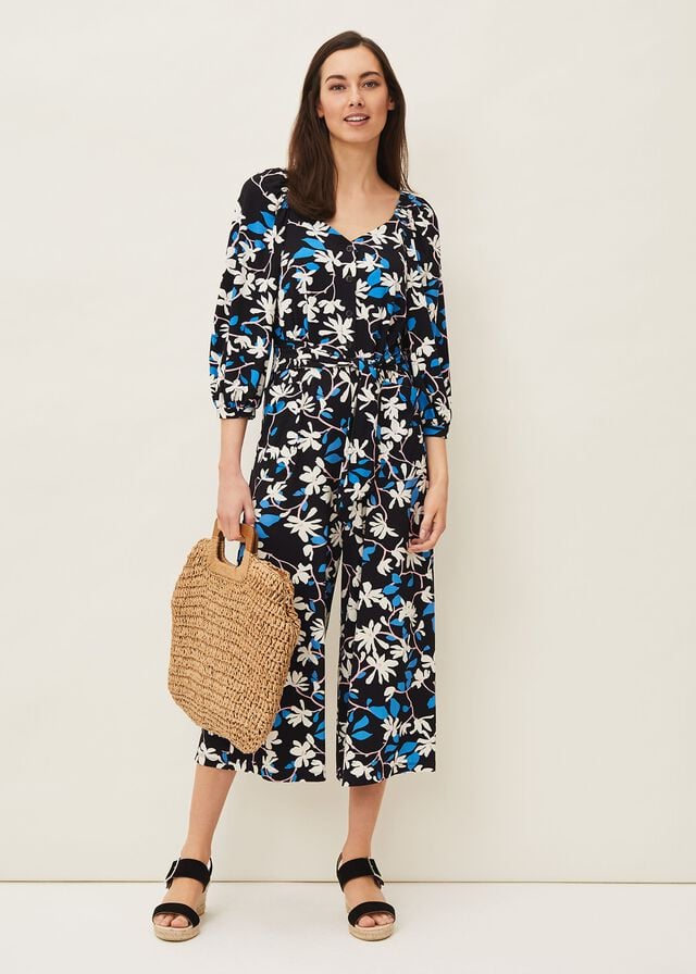Navy / Multicolor Phase Eight Magnolia Floral Jumpsuit | 3081YTUKO