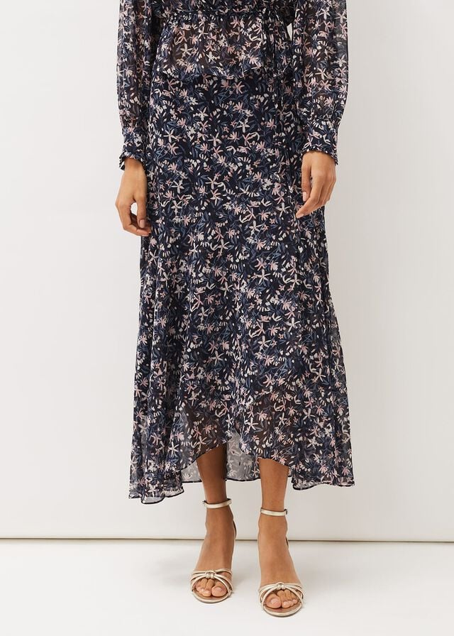 Navy / Pink Phase Eight Lola Floral Co-Ord Skirts | 1542VBOTF