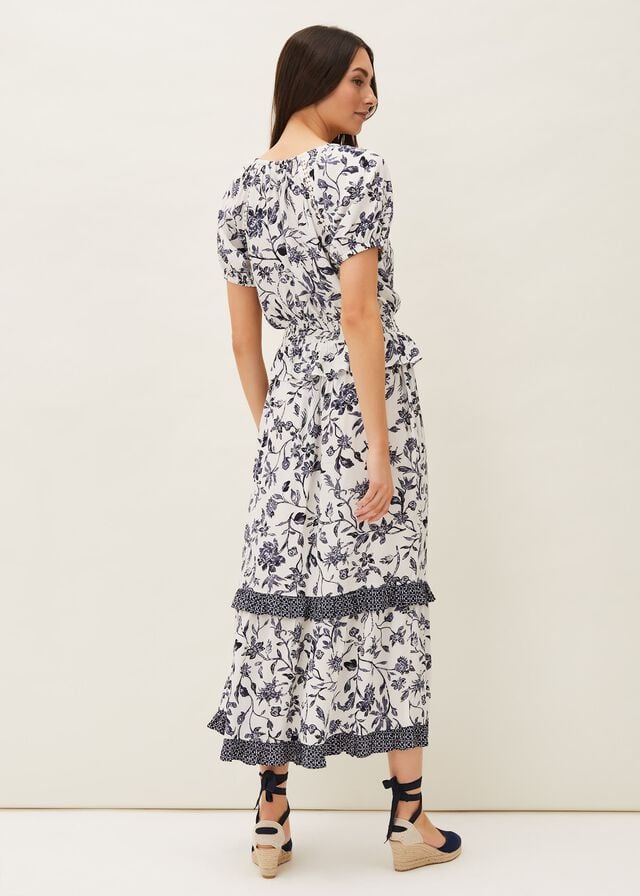 Navy / White Phase Eight Ferne Floral Co-Ord Skirts | 5807NTJLD