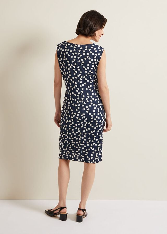 Navy / White Phase Eight Josey Spot Bodycon Dress | 0957CPYRZ