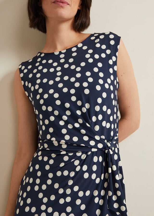 Navy / White Phase Eight Josey Spot Bodycon Dress | 0957CPYRZ