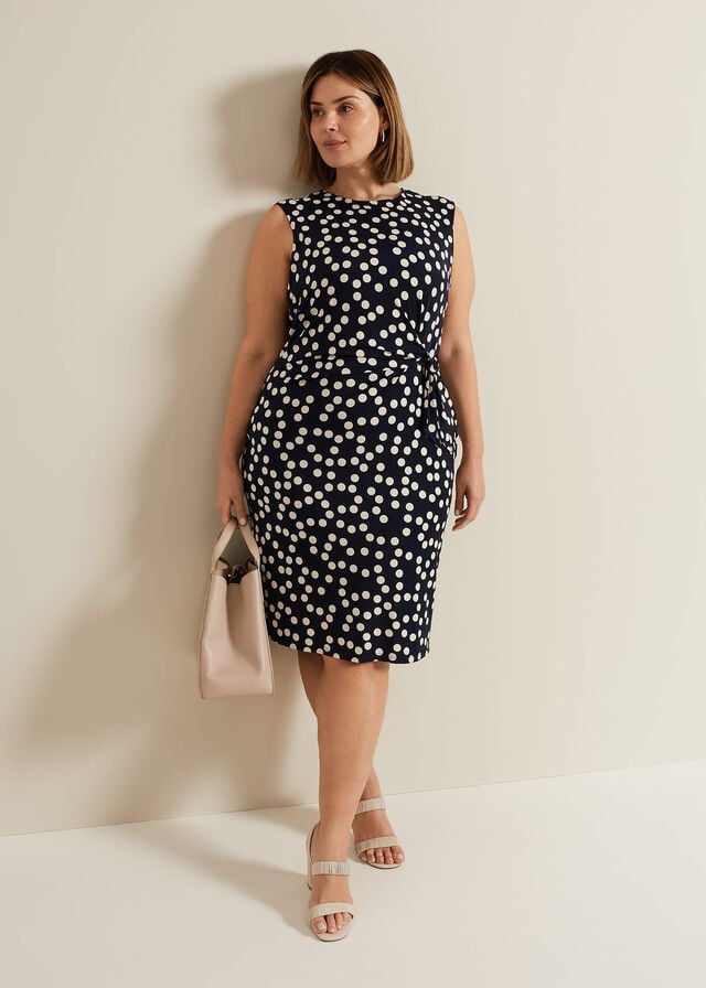 Navy / White Phase Eight Josey Spot Bodycon Dress | 0957CPYRZ