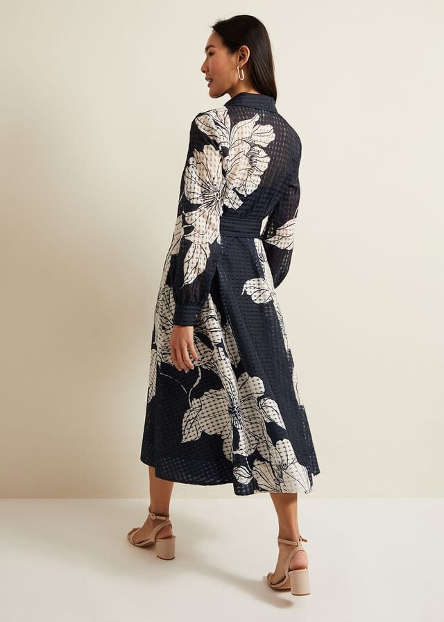 Navy / White Phase Eight Natalie Floral Dress | 9652HYEMA