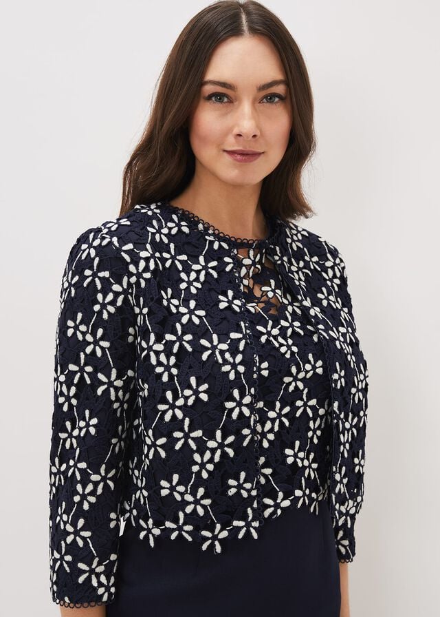Navy / White Phase Eight Ranie Lace Jackets | 7840WGTOR