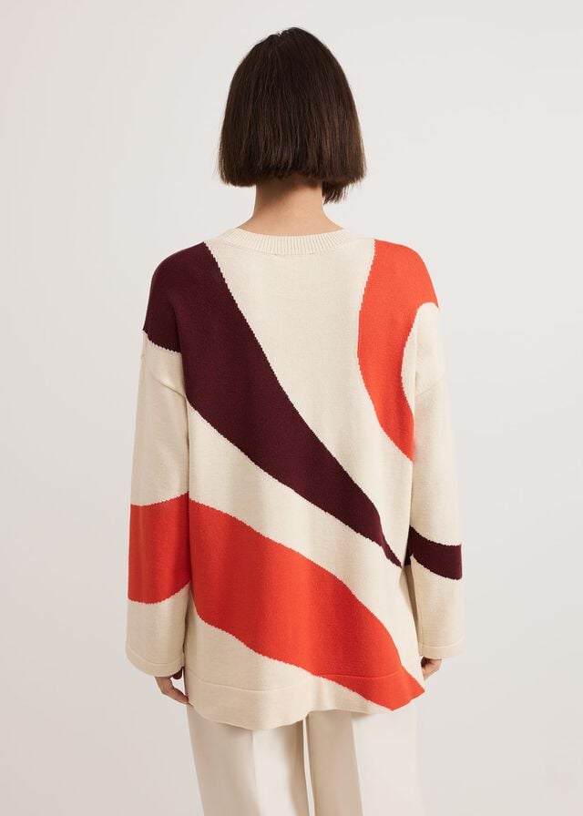 Orange Phase Eight Bettie Colourblock Swirl Knitwear | 1298EKPZI