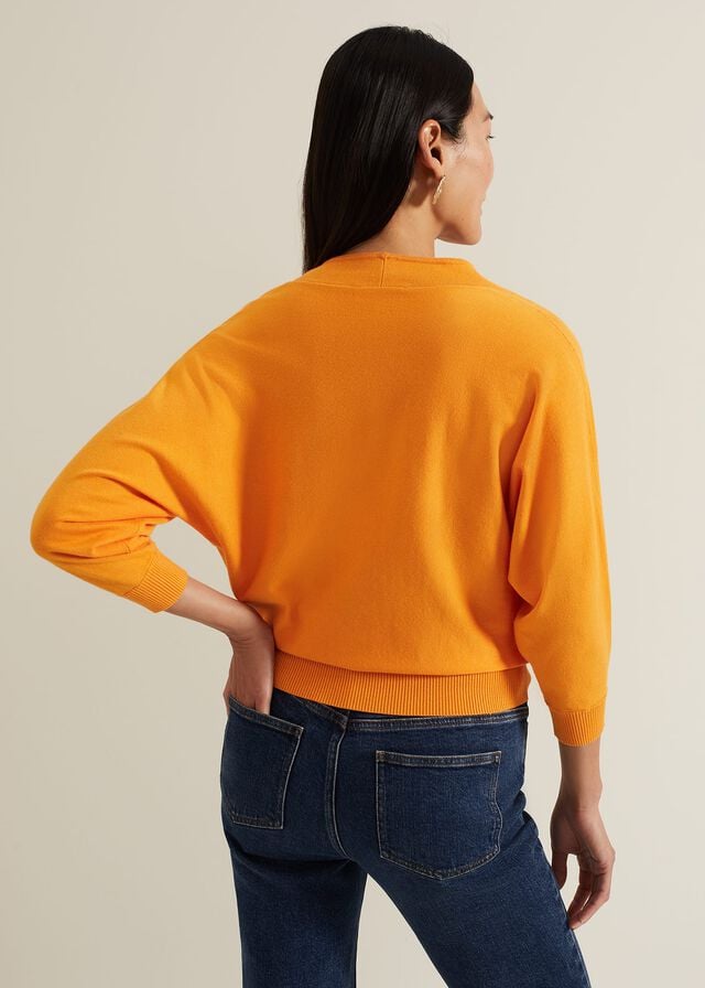 Orange Phase Eight Gina V Neck Batwing Knitwear | 2165TLPJC
