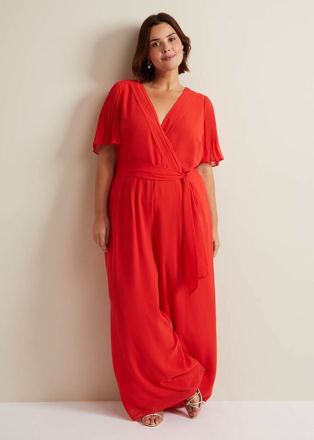 Orange Phase Eight Kendall Pleat Jumpsuit | 7460IKEXZ