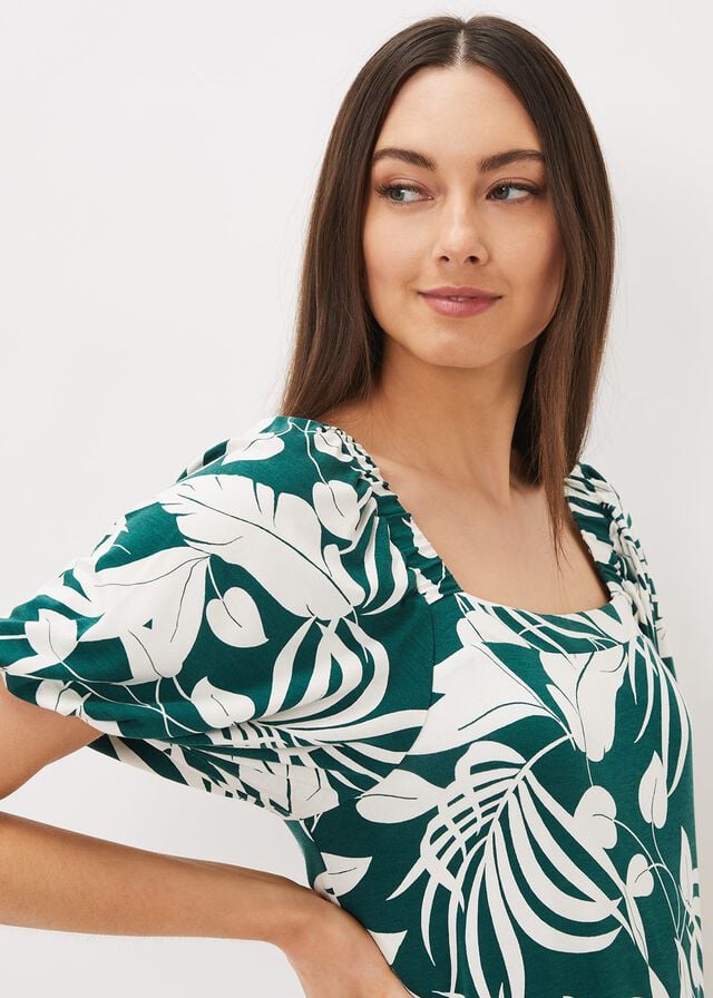 Peacock Phase Eight Aayra Palm Print Midaxi Dress | 7341LDGFV