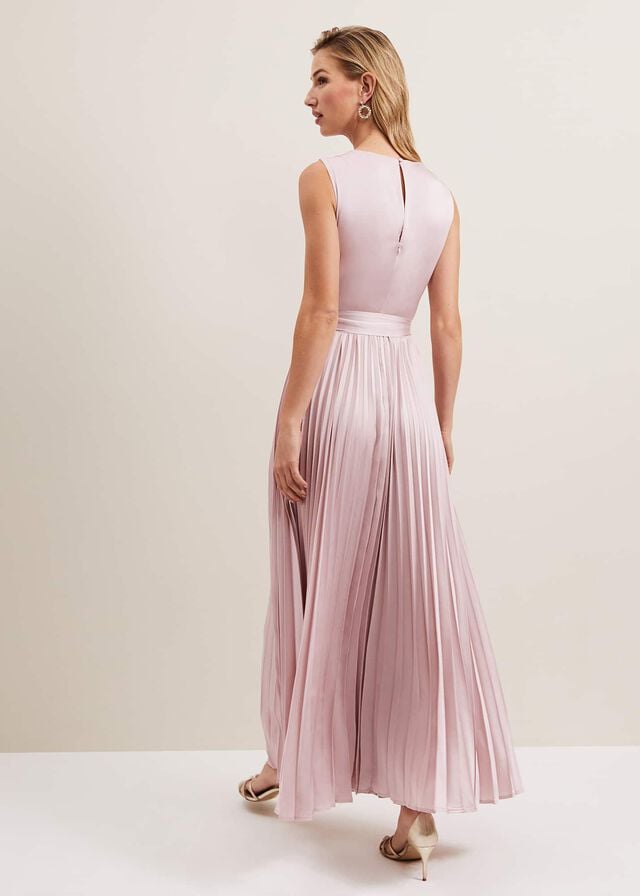 Pink Phase Eight Bonnie Pleated Wrap Satin Dress | 0295FBYCN