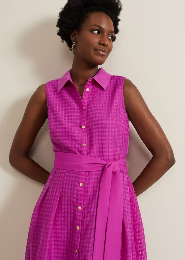 Pink Phase Eight Carey Sleeveless Check Dress | 5368TBAIJ