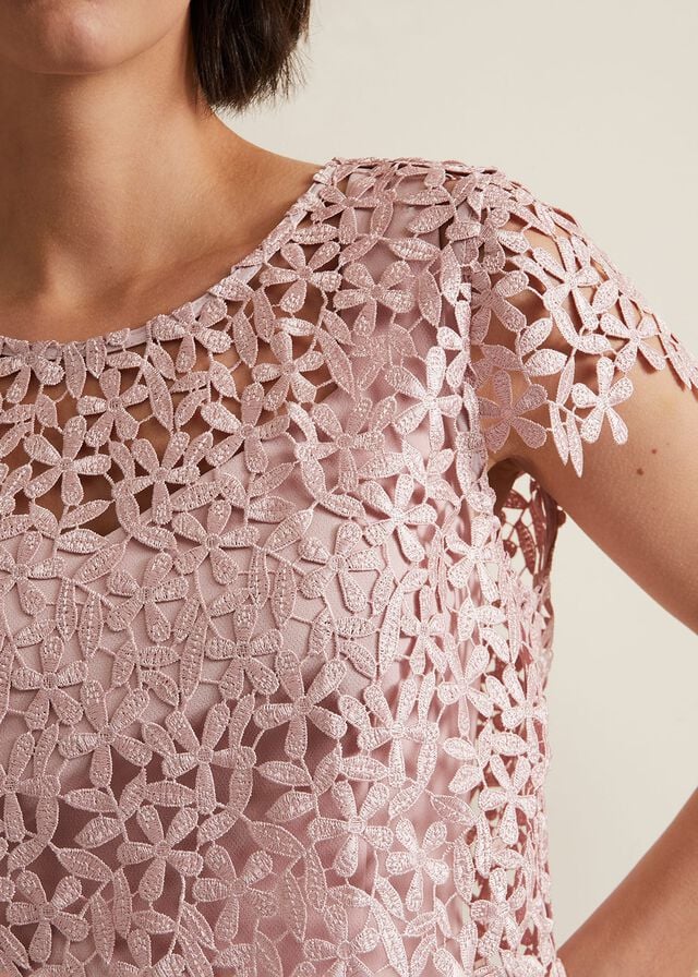 Pink Phase Eight Daisy Lace Dress | 5941RXKWZ