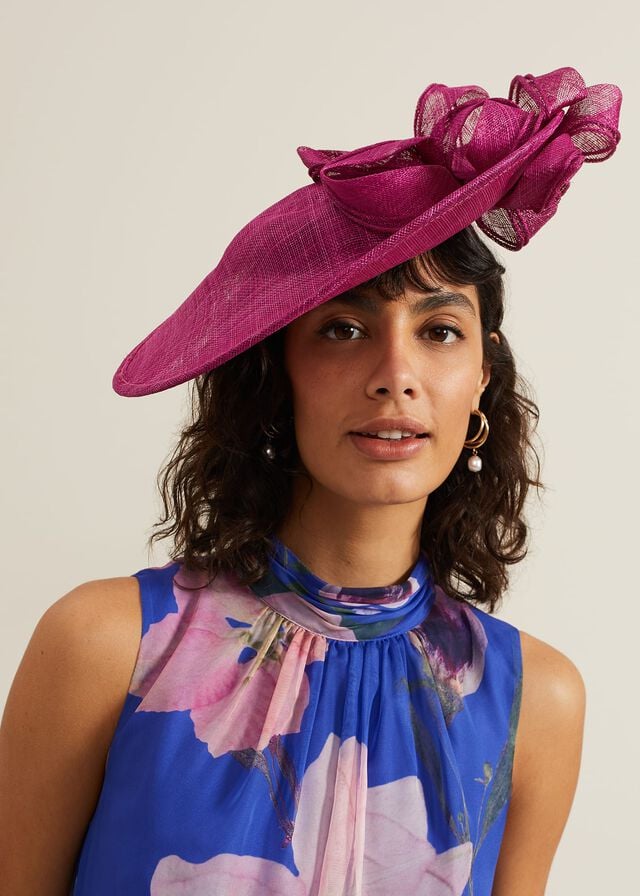 Pink Phase Eight Double Bow Round Disc Fascinator Hats | 7291VGHRK