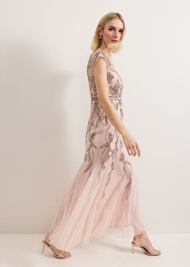 Pink Phase Eight Evonne Beaded Dress | 6048VYSXI