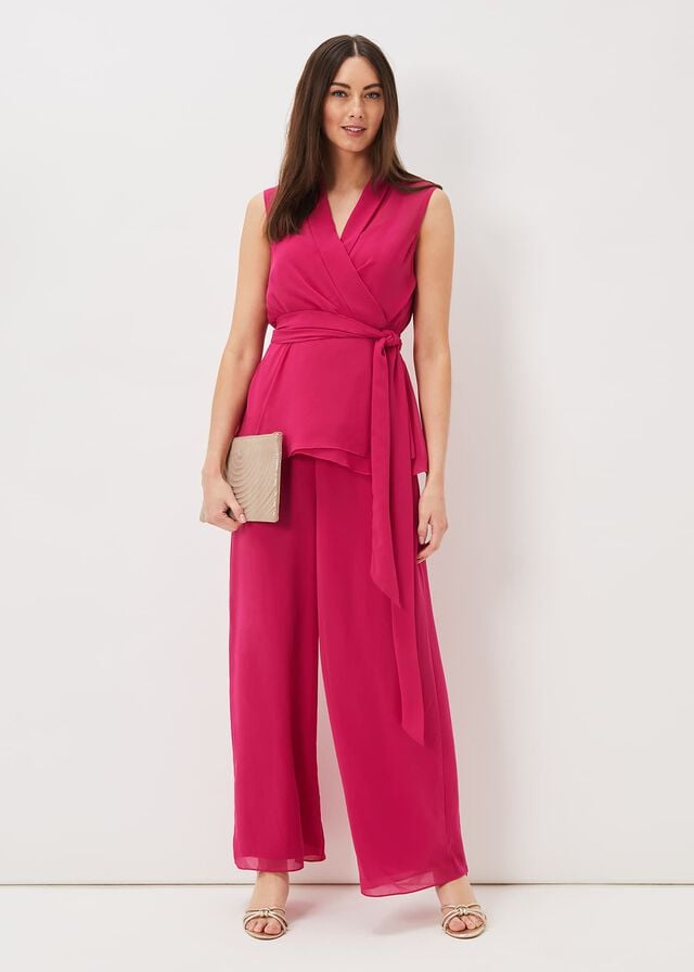 Pink Phase Eight Florentine Sleeveless Wrap Shirts | 0731FZRED