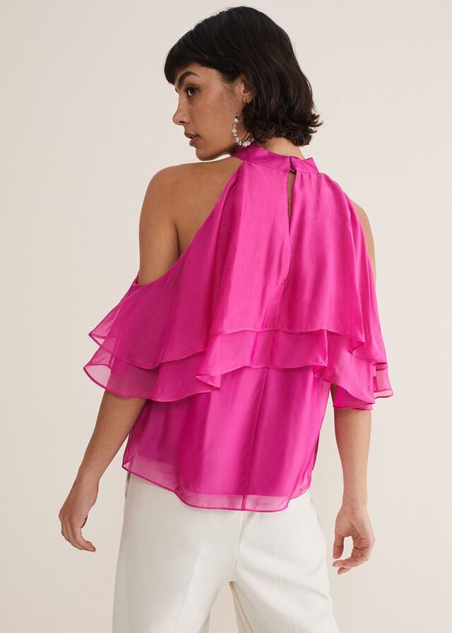 Pink Phase Eight Heather Ruffle Shirts | 1479CUBSQ