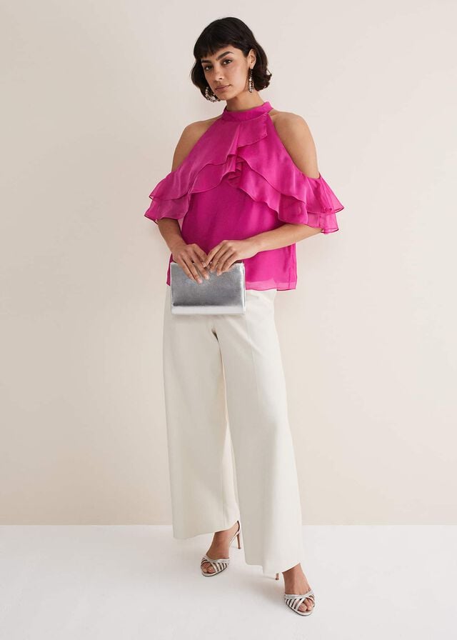 Pink Phase Eight Heather Ruffle Shirts | 1479CUBSQ