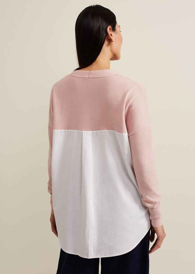 Pink Phase Eight Kienna Woven Back Knitwear | 0359HJIDZ