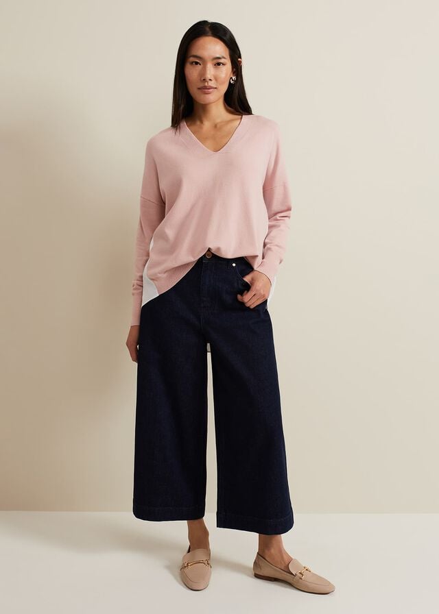 Pink Phase Eight Kienna Woven Back Knitwear | 0359HJIDZ