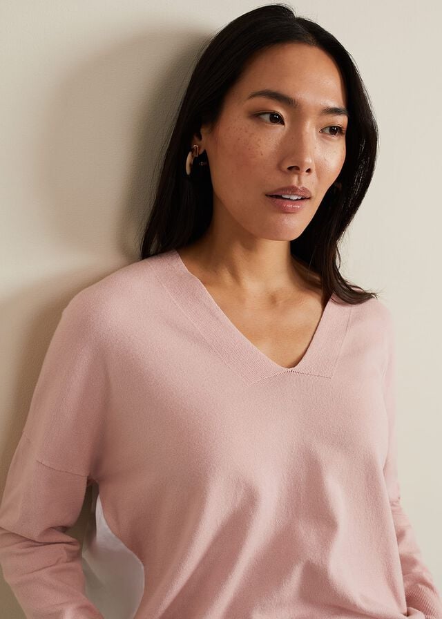 Pink Phase Eight Kienna Woven Back Knitwear | 0359HJIDZ