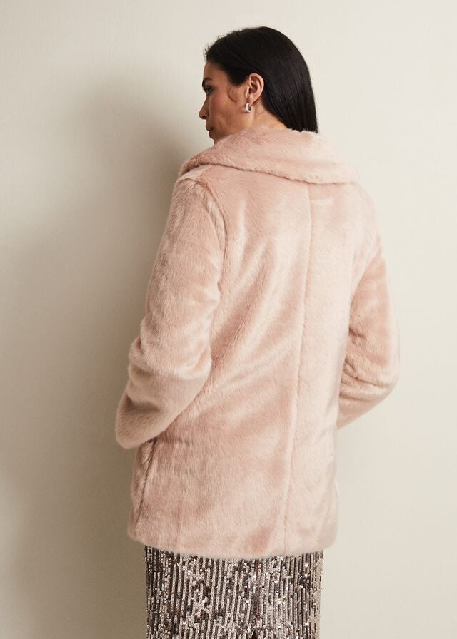 Pink Phase Eight Meg Faux Fur Coats | 6829DYTMX