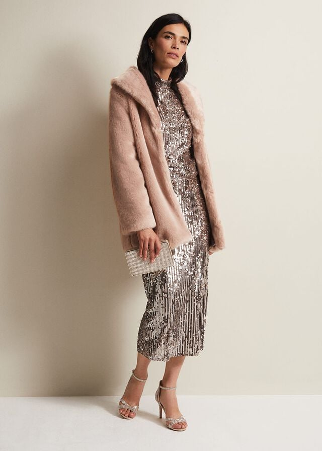 Pink Phase Eight Meg Faux Fur Coats | 6829DYTMX