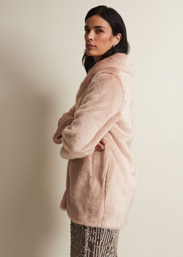 Pink Phase Eight Meg Faux Fur Coats | 6829DYTMX