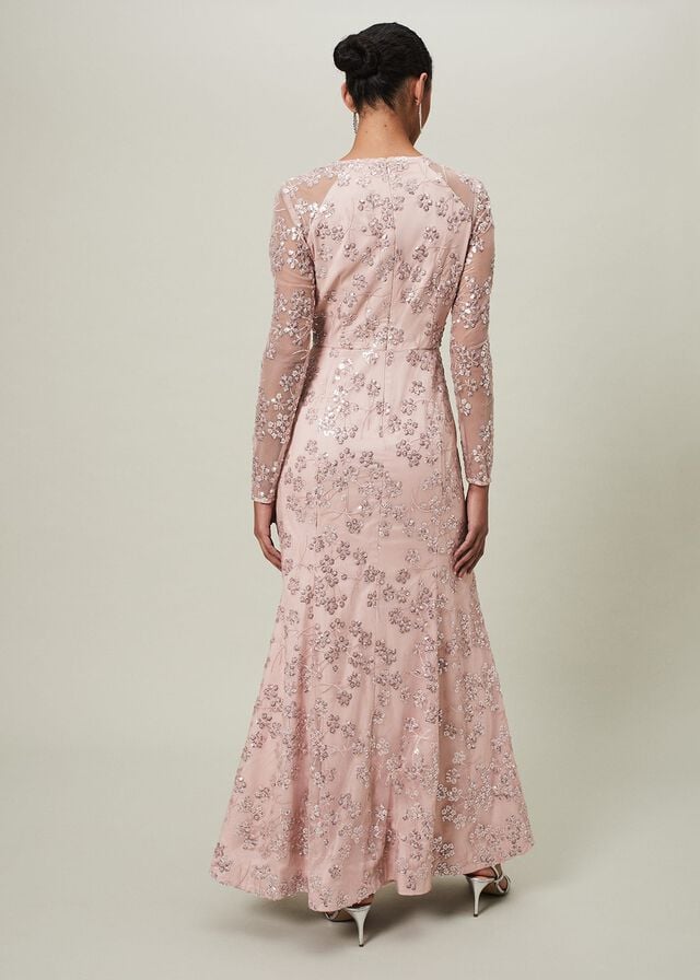 Pink Phase Eight Natalya Sequin Floral Dress | 4923UXTEK