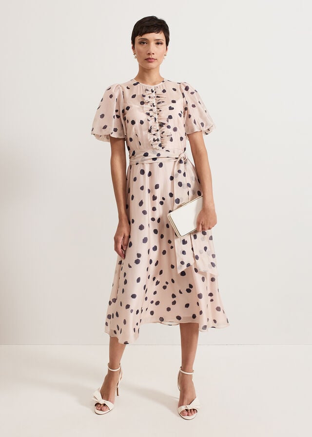 Pink Phase Eight Nicola Spot Dress | 3980UKFYW
