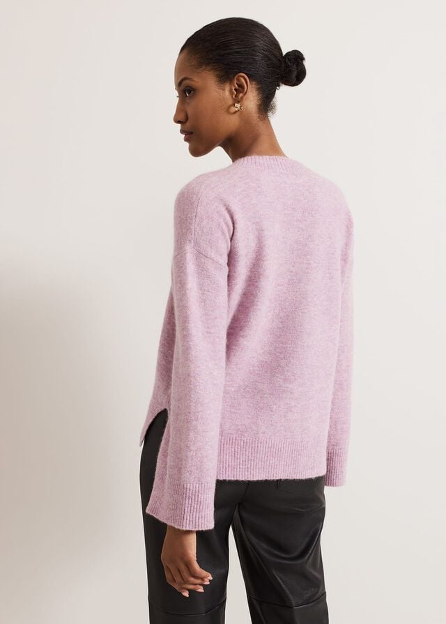 Pink Phase Eight Olivia V Neck Alpaca Knitwear | 4538IPTJO