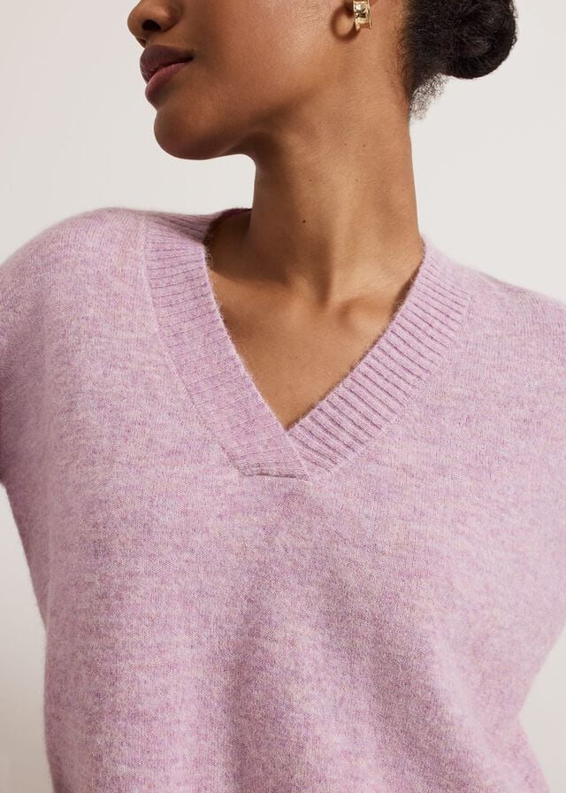 Pink Phase Eight Olivia V Neck Alpaca Knitwear | 4538IPTJO