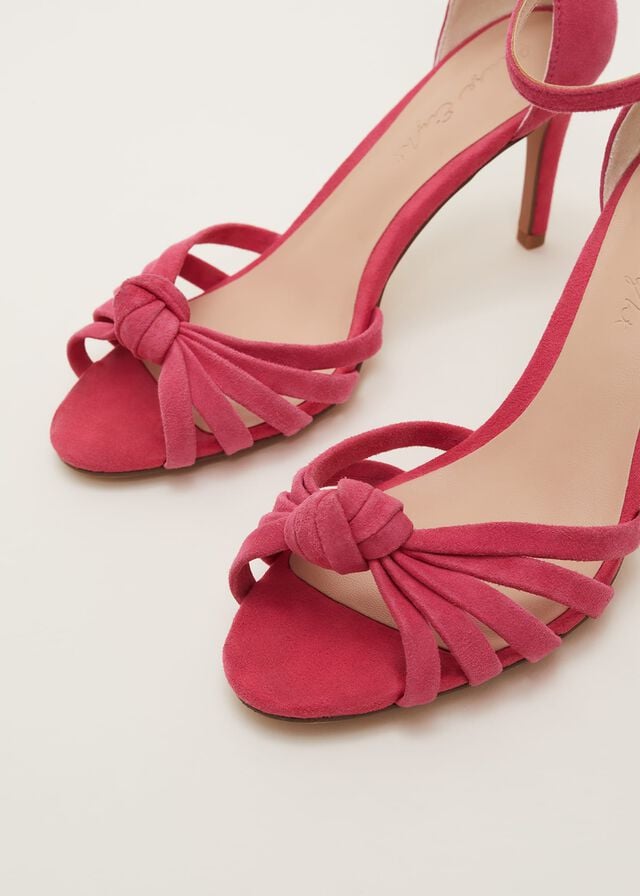 Pink Phase Eight Pink Suede Open Toe Heels | 7938SAUGN